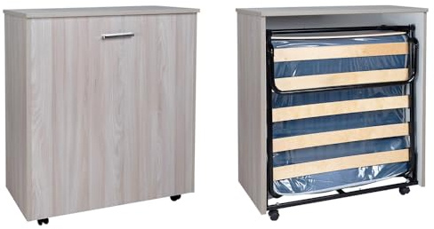 LIBEROSHOPPING.eu - LA TUA CASA IN UN CLIK Letto a scomparsa estraibile salvaspazio con ruote materasso 80x180 (Olmo Grigio)