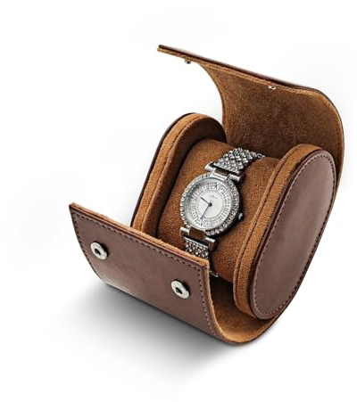 WisePoint Watch Box, PU Leather Watch Case Single Watch Display Case, Portable Watch Display Storage Box Watch Display Box, Watch Roll Travel Case with Detachable Pillow (dark brown)