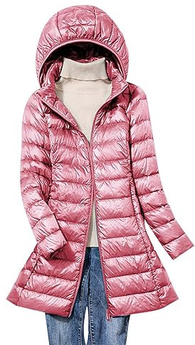 KOG Winterjacke für Damen Wintermantel Warm Daunenmantel Baumwolle Fahrradmantel Jacken Kleidung Frau übergangsjacke Angebote Winter Strickjacke Warme Fleecejacken Gutschein Amazon Rosa XXL