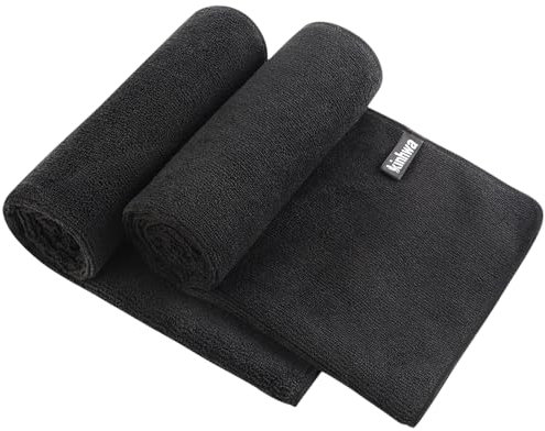 KinHwa 2er-Pack mikrofaser Handtuch (40 x 70 cm) – Weich, hochsaugfähig & schnell trocknend handtücher（schwarz）