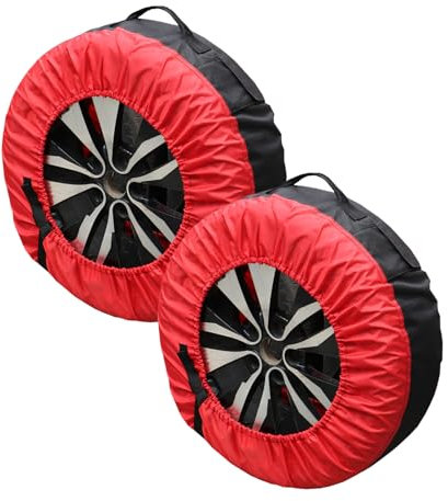 2 Pezzi Universale 16-22 Pollici Copertura Ruota Di Scorta Auto, 600d Oxford Panno Protezione Ruota Di Scorta, Copertura Pneumatico Impermeabile Con Maniglia E Velcro Regolabile (Rosso)