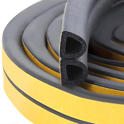 Draught Draft Excluder Strip for Doors Windows, Foam Seal Weather Stripping | Door Window Sealing Tape, 10M D Type Draft Stopper, Self-Adhesive, Foam Rubber Insulation, Soundproofing Dustproof Waterproof
