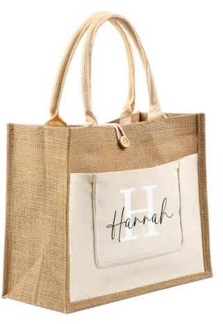 Glimmerday Wiederverwendbare Tragetasche, Personalisierte Strandtasche mit Namen, Jutetaschen, Brautjungfern-Tragetaschen, Damen-Tragetaschen, Einkaufstaschen, Geschenk zum Valentinstag