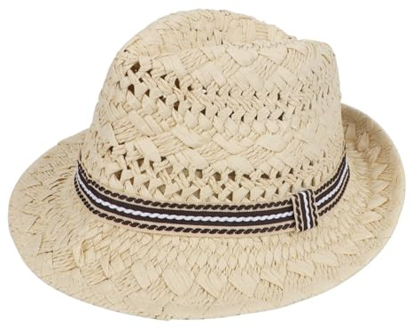 Kinder Jungen Mädchen Panamahut Sonnenhut Beach Hut Strohhut Jazz Hut UV-Schutz Sommerhut Strandkappe mit Flugzeugmuster für Kinder (DE/NL/SE/PL, Alphanumerisch, Einheitsgröße, Beige(lochig))