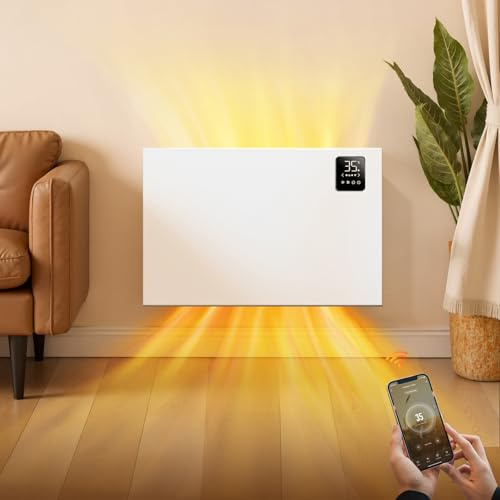 KOMORE Electric Radiator for Home, 1500W WIFI App or Voice Control Panel Heater, Bathroom Safe Convector Radiators, 3 Modes, 24h/7d Timer, Remote Control, Child Lock, Wall Mounted or Free Standing