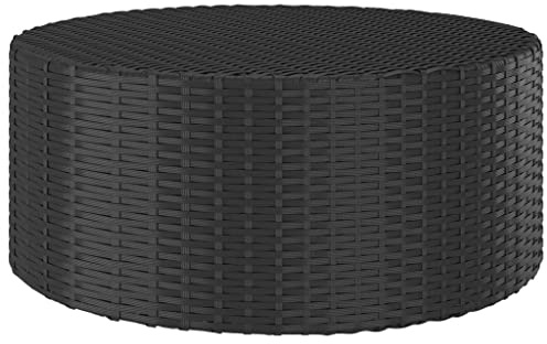 QZZCED Tavolino da caffè in rattan sintetico nero 68 x 68 x 30 cm per esterni mobili da giardino e terrazza con struttura in acciaio robusta superficie per bevande e cibo facile