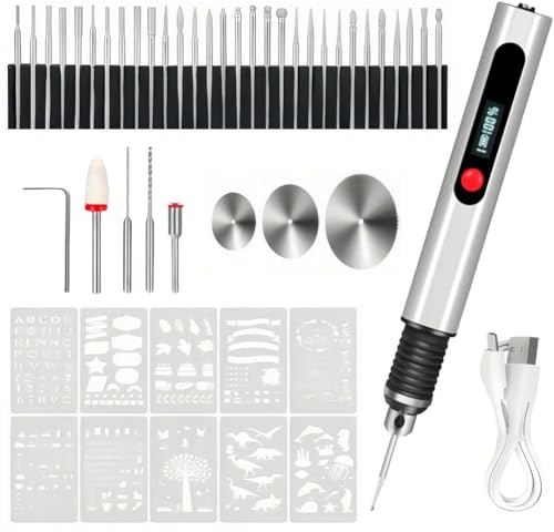 Mini strumento multifunzione a batteria, 3,7 V, strumento elettrico rotativo da 21.000 giri/min, trapano multifunzione con 33 accessori, per levigatura, lucidatura, foratura, incisione, set di