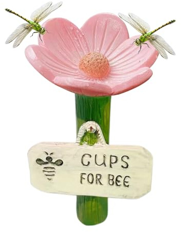 TQEBWUS Flower Bee Waterer, 6.5x11cm Resin Water Feeder Station, Bird Butterfly Drinking Cup, Colorful Butterfly Cups Pollinators Feeder For Outdoor Garden Grassland Flowerpot