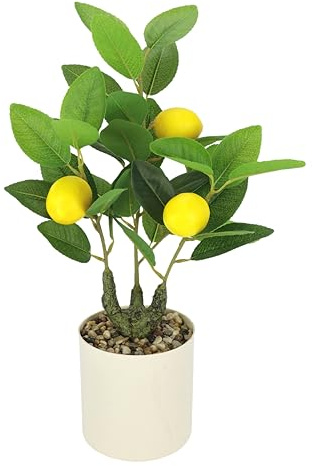 Árbol de limón Artificial con Frutas en Maceta, 40 cm, Planta Artificial, árbol de cítricos, árbol Decorativo, árbol de Frutas, Planta Artificial, Planta de Interior, Mini árboles Ornamentales para