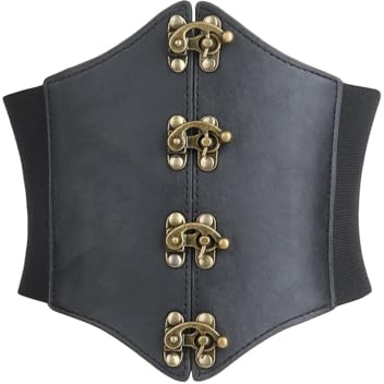ITRHJTGP korsettbälte för kvinnor brett dekorativt bälte för kvinnor i retrostil, stor storlek, for, flerdimensionell design sense-korsett för klänningar för halloween, svart, XXXL 113cm