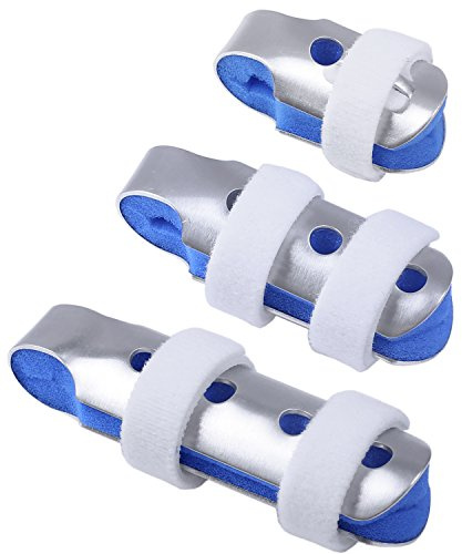 HEPHEAS Finger Splints: 3-Size Pack Made for Finger Knuckle Immobilization of Adults and Children with Soft Foam Interior Loop Straps and Protective Ventilation Holes