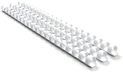 RAYSON Plastikbinderücken, Durchmesser 6 mm, 8 mm, 10 mm, 12 mm, Kapazität 5-90 Blatt, Weiß, Packung mit 100 Stück