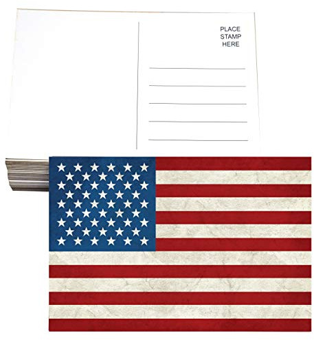 RXBC2011 Patriotic American postcard United States of America flag vintage postcards 4x6 Inch Pack of 50