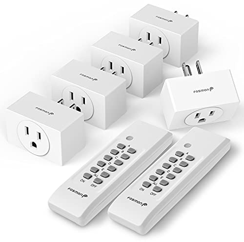 Fosmon Wireless Remote Control Outlet Plug Indoor, Battery Operated On/Off Light Switch for Electrical Outlet, Fan, Christmas Tree, No Interference, 15A/1875W, No Wiring & Expandable- 5 Pack