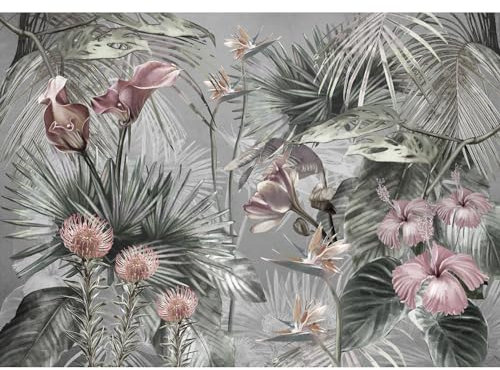 Runa Art Fototapete Blumen 352 x 250 cm Vlies Tapeten XXL Moderne Wandtapete Wohnzimmer Schlafzimmer Grün Rosa 9561011c