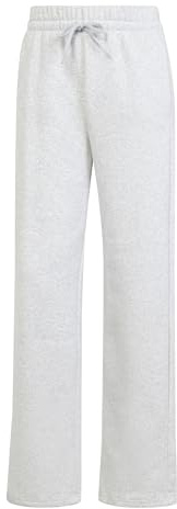 adidas Mujer Essentials Small Logo Feel Cozy Open Hem Pants, Light Grey Heather/White, M
