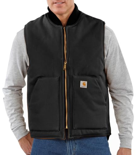 Carhartt Men's Iconic V01 Firm Duck Vest, Black, Medium