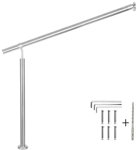 FINEUNAN Edelstahl Eingangsgeländer für Treppen Brüstung Balkon - Wandhandlauf Wandhalterung - Innen und Außen Handlauf Geländer Treppengeländer Edelstahl (150x90 cm)
