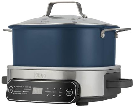 Ninja Foodi PossibleCooker Olla de cocción lenta y arrocera, 6 l, 8 funciones de cocción en 1, azul medianoche, MC1101EU