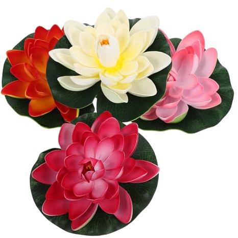 GRIRIW Live Lily Pads for Floating Pool Decorations Simulated Lotus Flower Easy Care Decor