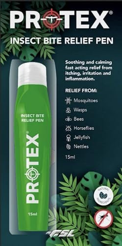 PR0TEX Insect Bite Relief Pen 15ml. Bite & Sting Relief from Mosquitos, Bees, Wasps, Nettles and Insects. Fast Acting Relief to Calm and Soothe Irritated Skin. Natural Ingredients, Chemical Free