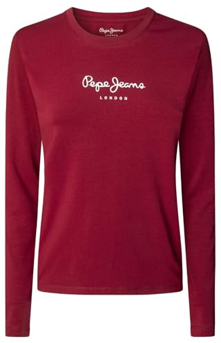 Pepe Jeans Camiseta New Virginia LS N para Mujer, Color Rojo (Merlot Red), Talla M, Rojo (Merlot Red), M