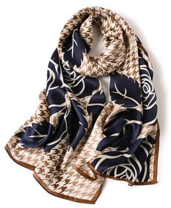 STORY OF SHANGHAI Sciarpa di seta da donna 100% seta, foulard di seta lussuoso, sciarpa di seta naturale per donne, stola come regalo, calda, leggera e morbida, con motivo 53 x 170 cm, Taglia unica