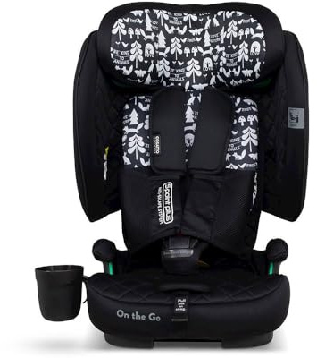 Cosatto On The Go Foldable Booster Car Seat, (Silhouette) | 17 Months-12 Years, ISOFIX, Side Impact Protection, Anti-Escape Harness, Ultra Compact, Lightweight with Portable Travel Bag