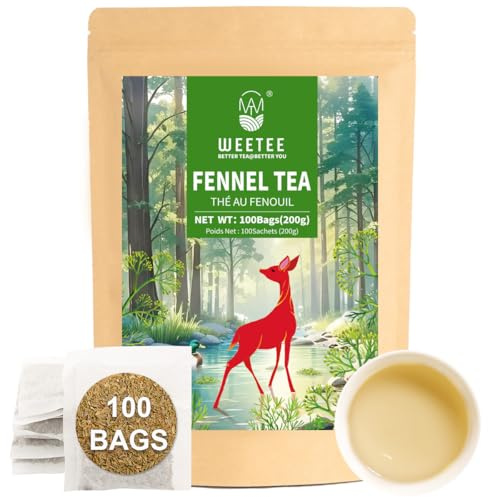 WT WEETEE Fennel Tea Bags 100 Count, 100% Natural & Pure Fennel Seeds Tea, Smooth & Sweet, No Sugar, Caffeine-Free