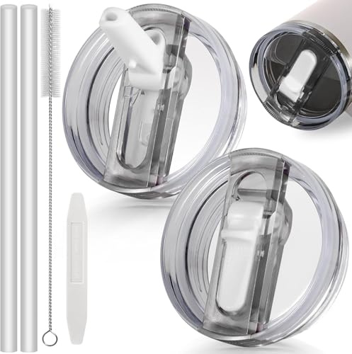 ROMANVIC Stanley Cup Lid Leakproof,2pcs Removable Replacement Lids flip Straw for 40oz Cups with 2 Straws,1 Straw Brush and 1 Disassembly Tool,Reusable Lid for Home Party