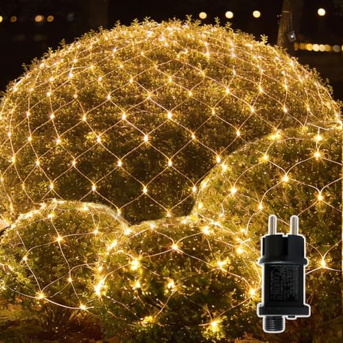 Leisure world Ljusnät, 2 m x 3 m, 192 LED varmvit ljusslinga med timer för buskar, trädgård, lusthus, julgran och utomhusdekoration (8 lägen, vattentät)