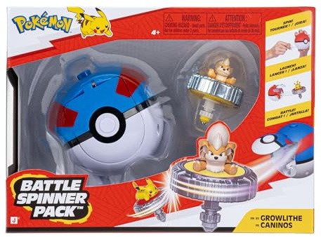 Pokémon Pack de toupies de Combat Caninos Toupie de Combat avec Lanceur de toupie Super Ball