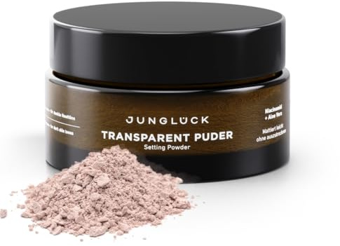 JUNGLÜCK Transparentes Gesichtspuder - vegan | Gesichtspuder locker mattiert und langlebig | Naturpuder ohne staubiges Puder fixiert Make-up ohne austrocknen - Rosenton