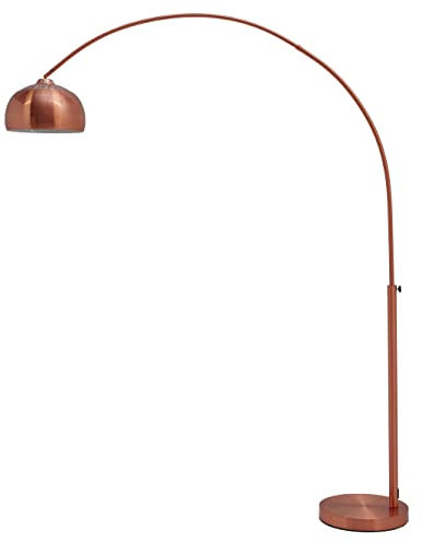 cagü Design Retro Lounge Bogenlampe LUXX Kupfer glänzend mit Kupferfuß 170-210cm Höhe verstellbar