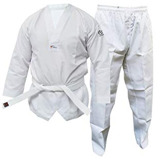Wacoku Taekwondo Uniform Adulto Bambini Dobok WT Approvato Uomini da Donna Bianco, Taekwondo Uniforme Adulti Bambini Dobok WT Approvato Uomini Donna Bianco, AT-30, Bianco, 6/190 cm