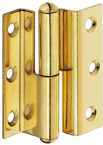 Gedotec Möbel-Scharnier Messing Zimmertür-Scharnier gekröpft Türband zum Schrauben - H1919 | Aufschraubscharnier Länge 50 mm | Kröpfung D 7,5 mm | Anschlag: Rechts | 1 Stück - Aufschraubband für Türen