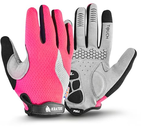 Kratos Anti-Slip Cycling Gloves for Men & Women Touchscreen Breathable Gel padded Bike Gloves Mens Full Finger MTB Gloves Racing Mountain Bike Gloves for BMX Bicycle Riding Gloves Mens Sports Gloves.