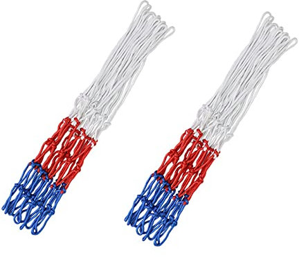 SacJkt Profi Basketballnetz, Basketball Ersatz Netz, 2 Stück Polyester 3 Farbig Basketball-Netz Für Standard Indoor Oder Outdoor Basketballkorb (12 Schlaufen)