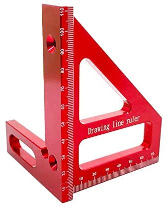 Aluminium-Legierung, Sattel-Layout, Vierkantlehre, 45/90 Grad Winkel, T-Lineal, 3D-Gehrungswinkel, Holzbearbeitung, Messwerkzeuge für Tischler (rot)