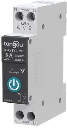 TONGOU Commutateur intelligent WiFi 1P+N DIY - Interrupteur intelligent WiFi 6 A - Application iOS Android - Télécommande TUYA/Smart Life - Pour maison intelligente - Avec mètre - Commande vocale et
