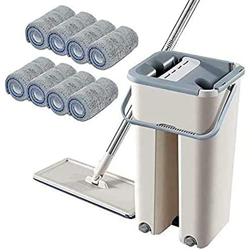 Barabesty Golvrotation teleskophandtag – rengöring mopp med mikrofiberdynor och rengöringshink