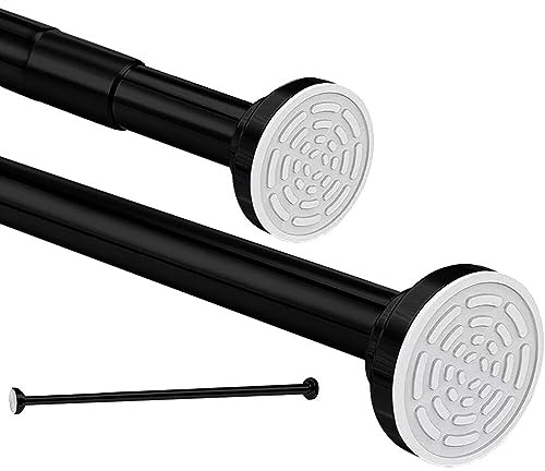 Teleskopstång silver 50 cm–130 cm duschdraperistång utan borrning i rostfritt stål, utdragbar klädstång kan vridas, säkert grepp för dusch och badkar 85 till 140 cm svart