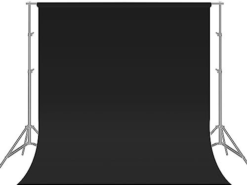 Fondo Fotográfico Negro para Vídeo de 3 x 3 m, Bonvvie Fondo Fotográfico Resistente a Las Arrugas, Fondo de Muselina Lavable para Estudio Fotográfico, Televisión, Zoom, Youtube, Reunión en Líne