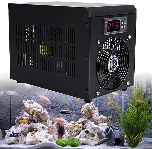 XDLYWUZIQ 180 W Aquarium-Kühler, 60 L Aquarium-Kühler/Hydrokultur-Wasserkühler, Aquarium-Wasserkühler, Fisch-Garnelen-Zucht, Aquakultur, Leise Für Zuhause Mit Pumpe Und Rohr,Cooling&Heating