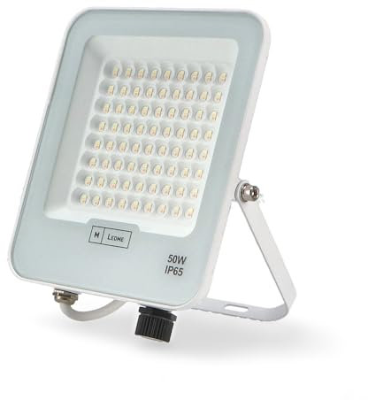 M Ledme - Foco Proyector Led Napoli Plus White 50W, Protección IP65, Regulable de Luz Fría a Luz Cálida 2700K-6500K, Iluminación exterior, De uso para jardín, patios, parking, hotel, naves etc.