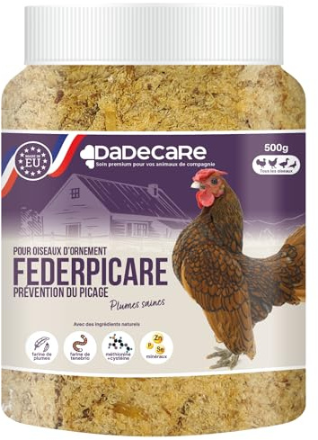 Federpicare - Supplément 500g contre le Picage et le Cannibalisme - Poules et les Oiseaux - Farine de Plumes - Nutrition Complète pour Poules qui se Piquent - Vitamines, Minéraux et Acides Aminés