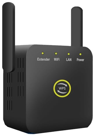 2026 WiFi Extender Signal Booster - 2.4GHz 300Mbps WiFi Booster for Home, Covers Up to 9999 Sq. Ft, Easy Setup, Ethernet Port & Access Point, Stable Internet Performance with 60+ Devices（Black）