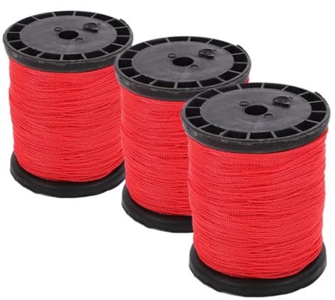 Zerodeko 3 Rolls Masonry Nylon String Line, Twisted Sturdy Construction Twine for Bricklaying and Outdoor Use, Red Nylon Cord for Building Sites, 0.195kg
