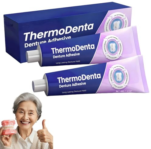 2 PCS Denture Adhesive, Secure Denture Adhesive, Thermoplastic Den-ture Ad-hesive, Long Lasting, Acts as Soft Reliner for False Teeth
