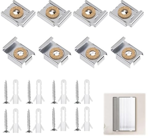 Vmoomax Soporte para espejo de pared, 8 unidades, sin marco, con resorte, juego de clips con tacos y tornillos, altura ajustable para cristal pesado